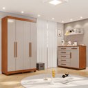 Ver imagem 1 de Conjunto Quarto Infantil Guarda-Roupa 4 Portas e Cômoda 6 Gavetas Sofia Espresso Móveis Marrom/Cinamomo/Off White