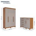 Ver imagem 3 de Conjunto Quarto Infantil Guarda-Roupa 4 Portas e Cômoda 6 Gavetas Sofia Espresso Móveis Marrom/Cinamomo/Off White