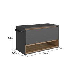 Gabinete de Banheiro Suspenso 80cm com 1nicho 1toalheiro 1porta Bh8060 Mel/grafite - 3 Gabinete de Banheiro Suspenso 80cm com 1nicho 1toalheiro 1porta Bh8060 Mel/grafite - 3