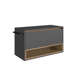 Gabinete de Banheiro Suspenso 80cm com 1nicho 1toalheiro 1porta Bh8060 Mel/grafite - 2 Gabinete de Banheiro Suspenso 80cm com 1nicho 1toalheiro 1porta Bh8060 Mel/grafite - 2