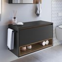 Ver imagem 1 de Gabinete de Banheiro Suspenso 80cm com 1nicho 1toalheiro 1porta Bh8060 Mel/grafite