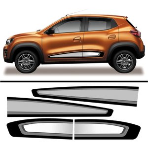 Adesivo Faixa Lateral Renault Kwid 2017 a 2022 Branco Cinza Teu Adesivo