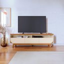 Ver imagem 1 de Rack Bancada Selene 3 Gavetas Pés de Madeira Cinamomo e Off White - Pallazio