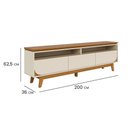 Ver imagem 6 de Rack Bancada Selene 3 Gavetas Pés de Madeira Cinamomo e Off White - Pallazio