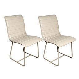 Conjunto Sala de Jantar Rubi Off White com 4 Cadeiras Cristal Couro Pérola Base Champanhe - 2