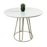 Conjunto Sala de Jantar Rubi Off White com 4 Cadeiras Cristal Couro Pérola Base Champanhe - 3