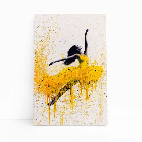Mulher Vestido Amarelo Arte Abstrato Quadro Canvas 120x80cm