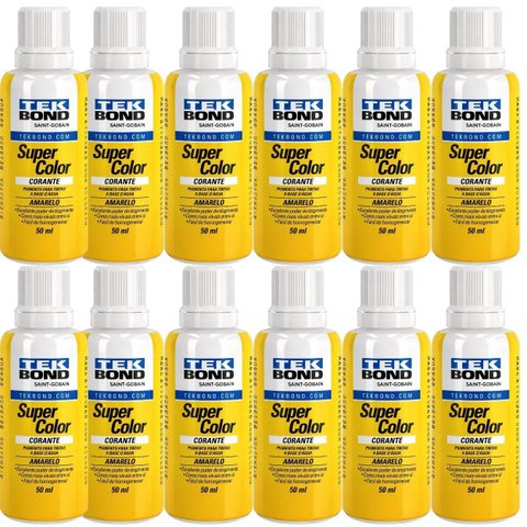 Kit 12 Corante Líquido Tekbond para Tinta Base Água Amarelo