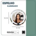 Ver imagem 7 de Espelho Redondo Decorativo 50cm Iluminado 3 Leds Touch Screen Moldura em Aluminio - Branco