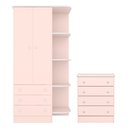 Ver imagem 1 de Quarto de Bebê Doce Sonho com Roupeiro 825 e Cômoda 777 Qmovi Rosa Acetinado