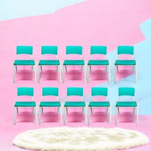 Kit 10 Cadeiras Iso Infantil Azul Celeste Escola e Creche