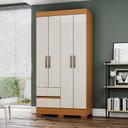 Ver imagem 5 de Guarda Roupa Solteiro 04 Portas 02 Gavetas Itaquera Bs02 Cinamomo Off White - Henn - Briz