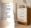 Ver imagem 2 de Cômoda Branca 4 Gavetas Estilo Moderno com Puxadores Amadeirados para Quarto e Bebê