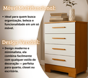 Ver imagem 7 de Cômoda Branca 4 Gavetas Estilo Moderno com Puxadores Amadeirados para Quarto e Bebê