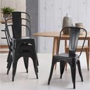 Ver imagem 5 de Conjunto Mesa Tolix Aço Metal 80cm com 4 Cadeiras Design Industrial Preto