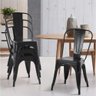 Conjunto Mesa Tolix Aço Metal 80cm com 4 Cadeiras Design Industrial Preto - 5