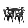 Conjunto Mesa Tolix Aço Metal 80cm com 4 Cadeiras Design Industrial Preto - 1