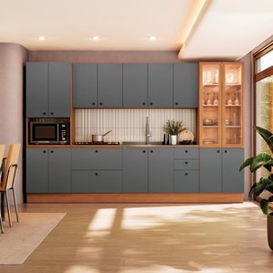 Cozinha Modulada Pixel Kappesberg 100% Mdp Canela/cinza Sagrado 340cm