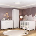 Ver imagem 1 de Quarto de Bebê Completo com Berço Americano 3 em 1 Allegra Multimóveis Mp4594 Branco