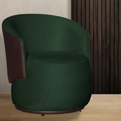 Poltrona Organica Beatriz Veludo Verde C/ Composê Corano Marrom - Lm Decor