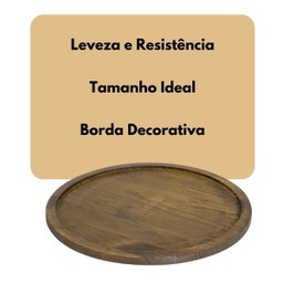Bandeja de Madeira Maciça Redonda de Pizza para Forma 40cm - 8