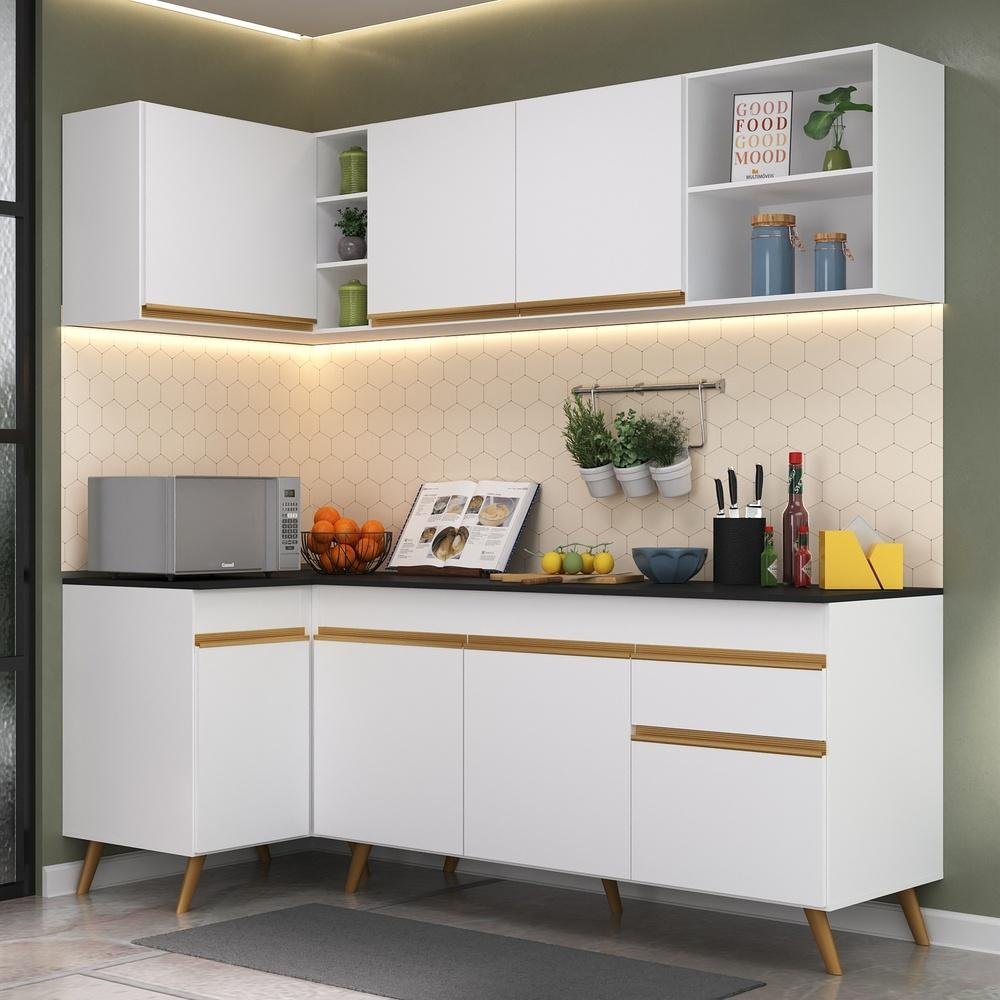 Cozinha Compacta de Canto Veneza GW Multimóveis MP2058 com Armário e ...