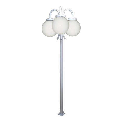 Poste Luminária Glob Triplo Braço Baixo Branco 2mt