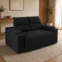 Ver imagem 1 de Sofá Retrátil e Reclinável 2 e 3 Lugares 200cm com USB e Porta-Copos Verona Veludo Preto