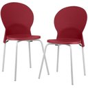 Ver imagem 1 de Kit 02 Cadeiras para Sala de Jantar Cozinha Mond F02 Base Aço Branco Vermelho - Lyam Decor
