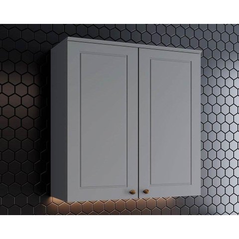 Armário de Cozinha Modulado Americana c/ 2 Portas 80cm Cinza - Henn