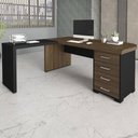 Ver imagem 1 de Mesa para Escritório com Apoio 4 Gavetas Charuto/Preto - Artany Móveis
