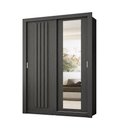 Ver imagem 2 de Guarda Roupa Solteiro 2 Portas Darvi com Espelho Direito Carraro Preto Touch