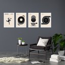 Ver imagem 1 de Kit 4 Quadros Artes Bauhaus Bege e Cinza 24x18cm - com Vidro:moldura Preta