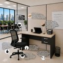 Ver imagem 7 de Conjunto Mesa de Escritório 120x60cm com 2 Gavetas + Cadeira Netflex Ergonômica Premium Reclinável