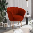 Ver imagem 2 de Poltrona Decorativa Pétala Veludo Vermelho Pés Palito