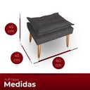 Ver imagem 5 de Kit 02 Puff para Sala e Quarto Madeira Decorativo Opala Suede Cinza