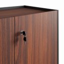 Ver imagem 5 de Armário Baixo 80cm com 2 Portas e Tampo Embutido para Escritório Marrom/Louro Preto com Preto
