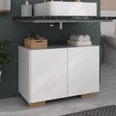 Ver imagem 2 de Gabinete Armário de Banheiro 62,5cm 2 Portas com Pés Multimóveis Mp5046 Branco/natural