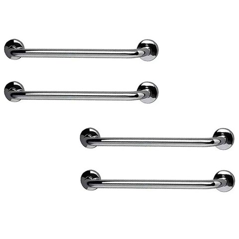 Barra de Apoio 70cm Inox Kit 4 Unidades Banheiro Box Gestante Idoso Criança Deficiente Suporte Resis
