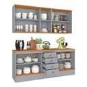 Ver imagem 4 de Cozinha Compacta Aspen 9 Portas 4 Gavetas Cinza/Cinamomo - Fellicci