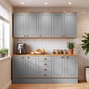 Ver imagem 3 de Cozinha Compacta Aspen 9 Portas 4 Gavetas Cinza/Cinamomo - Fellicci