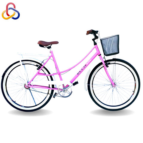 Bicicleta Caiçara Beach Brisa Aro 26 Vintage Retrô Rosa/branco - Ello Bike