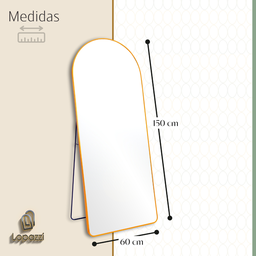 Espelho Oval Base Reta Moldura Dourada Corpo Inteiro 150x60 Suporte Parede e Chão - Quarto Closet - 2