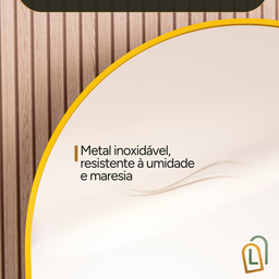 Espelho Oval Base Reta Moldura Dourada Corpo Inteiro 150x60 Suporte Parede e Chão - Quarto Closet - 9