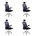 Ver imagem 1 de Kit 4 Cadeiras Escritório Executiva Diretor Relax Ergonômica com Apoio de Cabeça