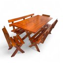 Ver imagem 4 de Conjunto Mesa Madeira Rústica para Churrasco - Mesa + 4 Bancos Mel