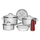 Ver imagem 1 de Jogo Panelas Tramontina Solar Inox 6 Peças Fundo Triplo