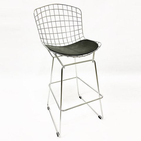 Banqueta BERTÓIA cromada assento preto altura 60cm - Poltronas do Sul