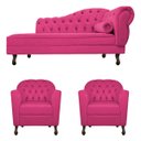 Ver imagem 2 de Kit Diva Recamier Diana 185cm Lado Esquerdo e 02 Poltronas Julia Suede - Doce Sonho Móveis RECAMIER