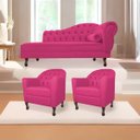 Ver imagem 1 de Kit Diva Recamier Diana 185cm Lado Esquerdo e 02 Poltronas Julia Suede - Doce Sonho Móveis RECAMIER